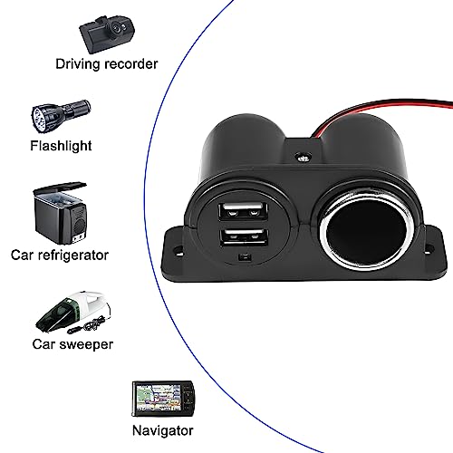 MEIRIYFA Dual USB Cigarette Lighter Socket Power Outlet Car Charger, 3.1A Dual USB + Cigarette Lighter 12/24V Power Adapter Replacement for Vehicle Truck SUV Motorcycle Boat
