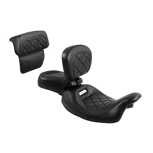 SLMOTO Motorcycle Low-Profile Passenger Rieder Seat, Rider Sissy Bar Backrest Pad Passenger Sissy Bar For Harley Touring CVO Road King Street Glide Road Glide Electra Glide 2014-2023 Black Black - color: Style B Black Seat + Rider Backrest + SP