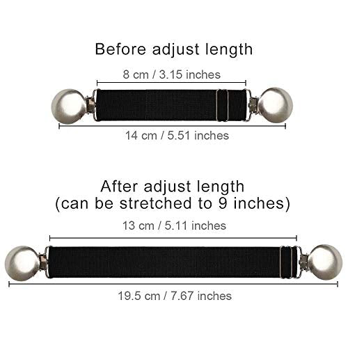Boncas Improved Adjustable Elastic Boot Clips Boot Straps Pant Clips Stirrups Leg Straps Keeping Your Pants Tucked - color: Round 3" -4.7" (& Leg Straps)