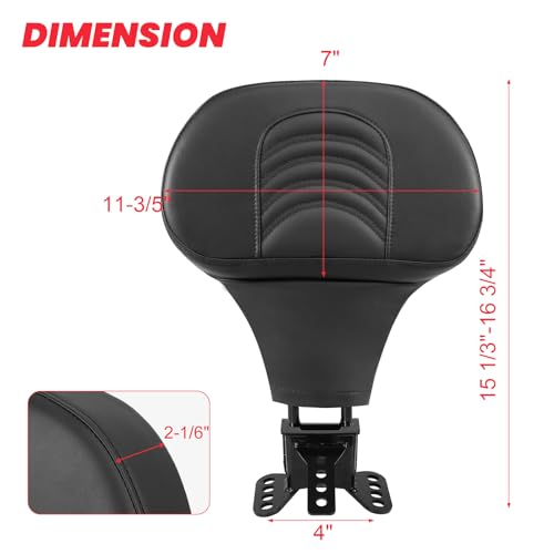 Ajustable Rider Backrest for Harley Touring 1997-2026, Detachable Plug-in Backrest Bracket Pad with Storage Bag for Street Road Elecectra Glide Ultra - size: Driver Backrest W/ Pouch 2
