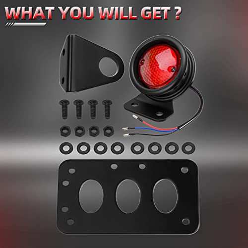 Amazicha 1" Motorcycle LED Tail Brake Light with Bracket, IP67 Waterproof Motorcycle Side Mount License Plate Rear Light Compatible for Harley Sporster Bobber Chopper Yamaha Suzuki Honda Kawasaki - size: 1inch, style: Flat