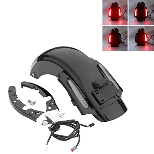 SLMOTO Saddle Bags 5" Stretched Saddlebags &Rear Fender Fit For Harley CVO Touring FLT FLHT FLHTCU FLHRC Road King Road Glide Street Glide Electra Glide Ultra-Classic Softail Dyna Sportster 09-13 - color: Saddlebags + Clear Fender Lens