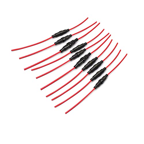Automotive Car Inline Screw Type 6x30mm AGC Fuse Holder 16 Awg Wire (Pcak of 10) - size: 16 awg 6x30