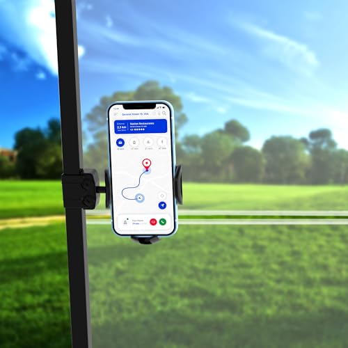 10L0L Golf Cart Phone Holder Mount - Universal Fit for Club Car DS, Yamaha, EZGO TXT RXV (0.75"-1.25" Square Tube), 360° Rotation, Secure Phone Caddy for iPhone & Android, Golf Accessories