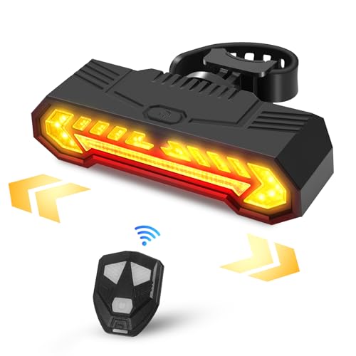 Vcwtty Smart Bike Tail Light, Wireless Remote Turn Signals with 120dB Audio Warning & Virtual Lane Projection, USB-C Rechargeable Rear Cycling Light, IP65 Waterproof Anti-Collision Safety Signal