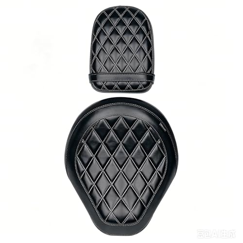 Motorcycle Rider & Passenger Comfort Seat Fit for Rebel 1100 CMX1100 2021 2022 2023 2024 2025 2026, Front Rear Solo Saddle Back Cushion Pillion Pad, Black w/Gray Stitching - color: Front & Rear - Black-B