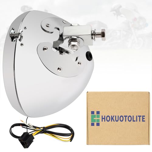 7" Headlight Shell Kit - Chrome Headlamp Light Bulb Bucket Housing w/Trim Ring, H4 Auxiliary Wiring Harness for Harley Davidson Heritage, Fat Boy, Softail 1986-2011,Replace for 67789-91