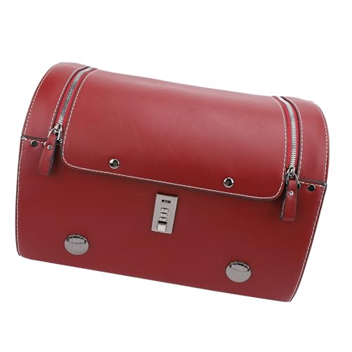 Motorcycle Luggage Bag with Quick Release Mount for Rear Racks, 29.5L Motorcycle Trunk Bag for Gear and Tools, Water defiance PU Leather Shell (Wine Red) - size: Wine Red