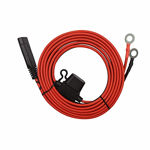 7ft SAE Plug to Battery Ring Terminal Harness Cable Solar Panel Cord Extension Adapter 12V 24V 2 Pin Quick Connect and Disconnect 16AWG Wire with Extra15A Fuse