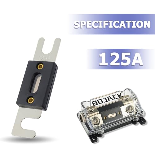 BOJACK 0/2/4 Gauge AWG in-Line ANL Fuse Holder with 125 Amp Fuse No Wire Terminals Needed Inline Fuse Holder with Insulating Cover, Automotive 4, 2, 0 Gauge Fuse Block - size: 125A