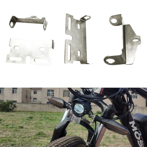 Stainless Steel Ebike Light Mounting Bracket, 304 Stainless Front Headlight And Rear Taillight Holder For Electric Bicycle Fork And Rack, Silver Signal Fixing Support With .5mm Hole(1 set bracket) - size: 1 set bracket