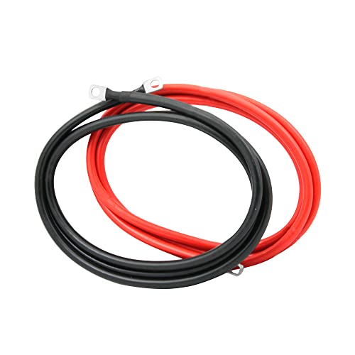 2 AWG Battery Cable 2 Gauge Pure Copper Battery Inverter Cables with 3/8 in Lugs Both Ends Power Inverter Wire Set for Automotive Solar Power Inverter Marine Boat RV Car Motorcycle (5FT) - size: 5 ft