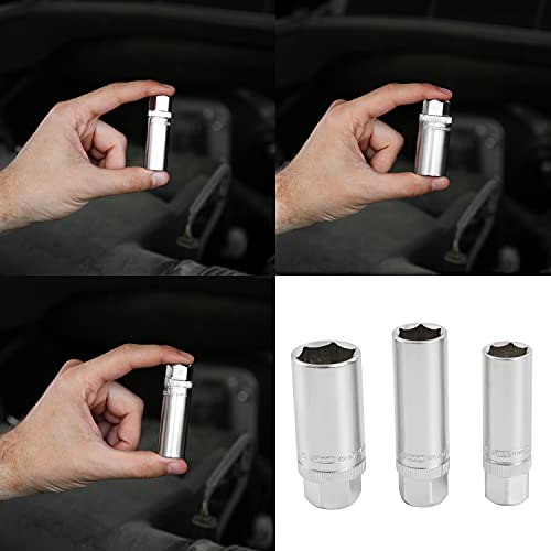 OEMTOOLS 22891 3/8 Drive Magnetic Spark Plug Socket Set, Contains 5/8" (16 mm), 9/16", and 13/16" 6 Point Deep Sockets, Fits Most Car Spark Plugs - style: 3 piece set