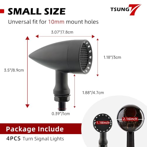 TSUNG 4PCS Motorcycle Bullet LED Front Rear Turn Signal Light SMD Blinker Indicator for Cruiser Chopper Bobber Cafe Racer Street Bike (SMD-Black-4PCS) - color: SMD-Black-4PCS
