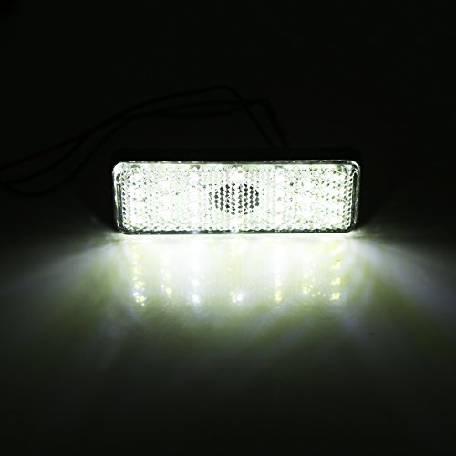 CDQL Motorcycle LED Rear Reflector Tail Brake Light Stop Lamp,Universal Motorcycle Scooter Moped Rectangle LED Reflector Tail Brake Light,Turn Signal Light, For Scooters ATVs(White Shell White Light)
