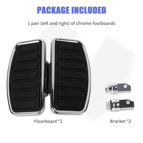 PSLER 2PCS Motorcycle Floorboards Adjustable Rear Passenger Foot Pegs, Compatible with Vstar Dragstar 400 650 V-Max XV125 XV250 VTX1800 VL400 VL800 C50, Chrome, Horizontal Stripes Pattern - size: Horizontal Stripes Pattern