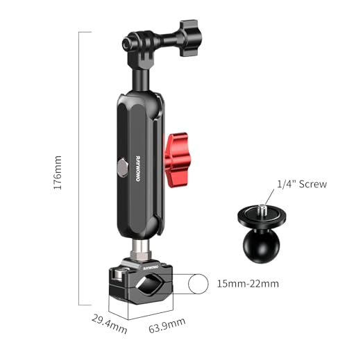 Camera Clamp Mount for GoPro DJI insta360 Motorcycle Bicycle Handlebar Mounts Aluminum Tube Clip Live Broadcast Head Bracket, with 1/4"-20 Screw, for Camera LED Lights DSLR (Screw Mount) - size: Screw Mount