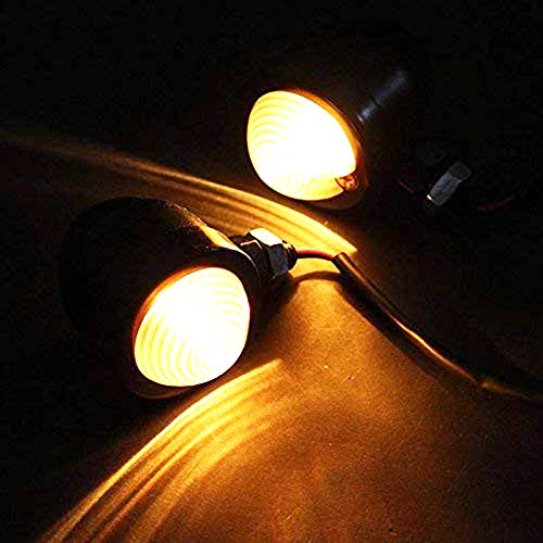 Motorcycle Turn Signals 2pcs Chrome Front Rear Turn Signals 12V with Bullet Shape and Amber Lights Fit Universal Fit for Harley Honda Yamaha Dukati Suzuki Kawasaki - color: Black/Amber