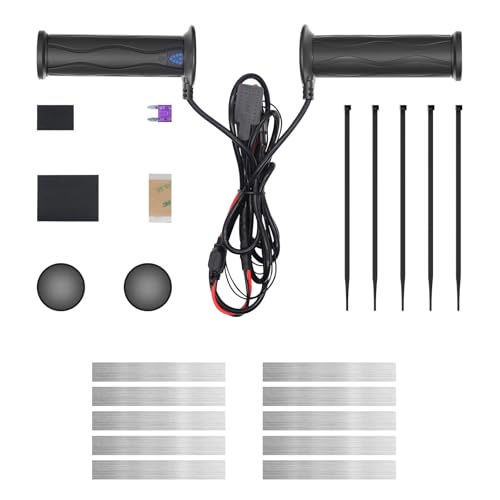 Heated Grip with Thumb Warmer Kit, Heated ATV Grips, 12V 7/8 Electric Heating Motorcycle Hand Warmer, 5 +1 Heat Settings, IP67 Waterproof, Handlebar Heater Riding Gear Accessories