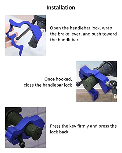 Lock Motorcycle, Heavy Duty Anti Theft Adjustable Bike Handlebar Lock with 2 Keys Protect Your Motorcycle Street ATV, Blue - color: Blue