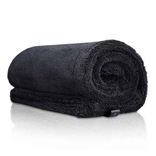 2-Pack 24" x 36" 11.8" x 11.8" Twisted-Loop Car Drying Towel 1500GSM Microfiber Cleaning Cloth for Car Trucks Motorcycles Streak Free Lint Free Ultra Absorbent Washing Cloth for Kitchen Window (Grey)