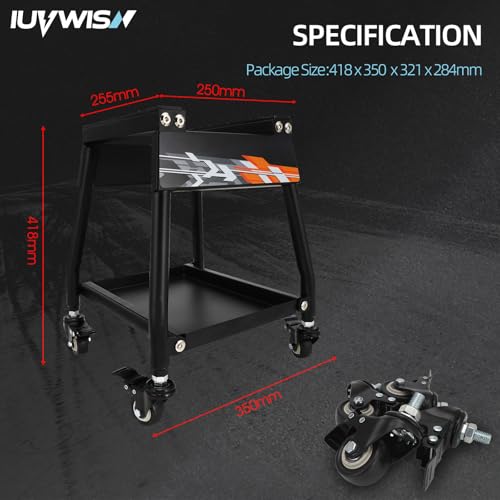 Dirt Bike Stand Movable with Wheels Motorcycle Lift Panel Stand Maintenance Heavy Duty Universal Stand for Most Motorcycles Motocross Dirt Bike Dual Sport Enduro Black
