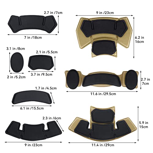 Tactical Helmet Pads - Universal Replacement Internal Memory Foam Pad Inserts for ACH, MICH, EXF Helmets - color: 2nd-Khaki