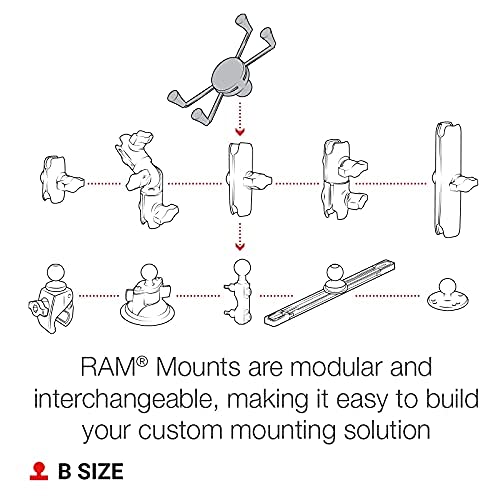 RAM MOUNTS X-Grip Large Phone Mount Holder – Universal Smartphone Cradle with B Size 1" Ball (RAM-HOL-UN10BU) - style: Large Phones
