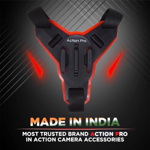 Action Pro™ Motorcycle Helmet Chin Strap Mount Compatible with GoPro Hero 12, 11, 10, 9, 8, 7, (2018), 6, Hero Black, Insta 360, Session, Xiaomi Yi, SJCAM (Red) - color: Red 2.0