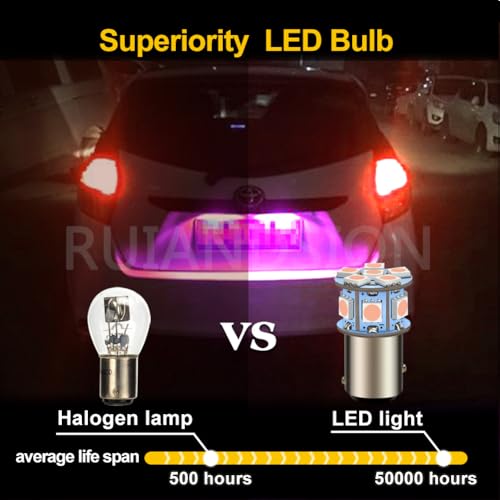 Ruiandsion 2pcs 6V 1157 BAY15D LED Bulbs 5050 12SMD Pink LED Light Bulbs for Back Up Reverse Lights Brake Lights Tail Lights - color: Pink, size: 1157/BAY15D