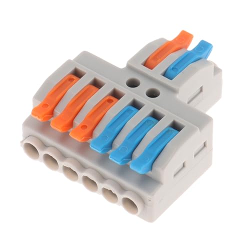 DIANN 10pcs Lever Wire Connectors 2 in 6 Out Circuit Inline Splices Electrical Wire Connector 28-12 AWG Quick Connect Splice Wire Connectors - style: 2 in 6 out