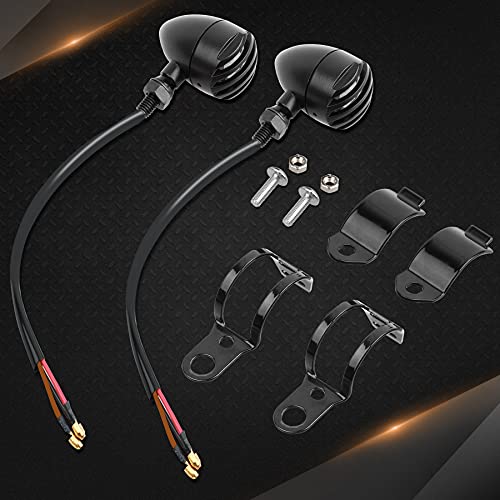 NTHREEAUTO LED Motorcycle Turn Signals Blinkers Smoked Front Running Light Universal Compatible with Harley Sportster Honda Shadow Suzuki Yamaha Kawasaki Vulcan Ninja Bobber 12V Motorbikes - color: Smoked/Amber+White