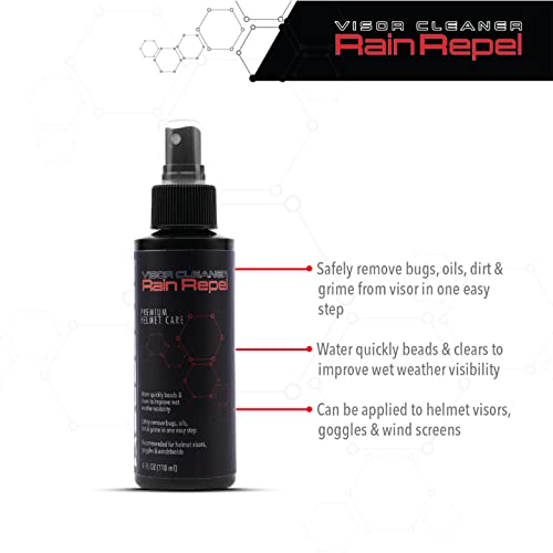 Molecule Helmet Rain Repel | Premium Helmet Care | Improved Wet Weather Visibility for Helmets, Visors, and Goggles | 4 Ounces