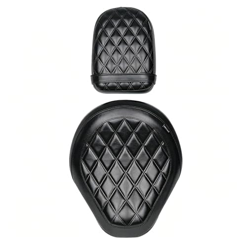 Motorcycle Rider & Passenger Comfort Seat Fit for Rebel 1100 CMX1100 2021 2022 2023 2024 2025 2026, Front Rear Solo Saddle Back Cushion Pillion Pad, Black Stitching - color: Front & Rear - Black-A