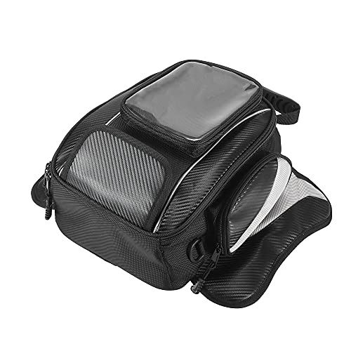 Motoforti Universal Motorcycle Magnetic Tank Tool Bag Fuel Saddlebag with Strap Waterproof Black