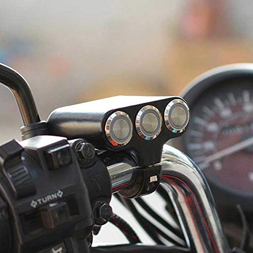 0081 Universal 7/8” Waterproof Motorcycle Handlebar Switch Mount for Headlight Fog Light Double Flash Power On/Off Button with Indicator