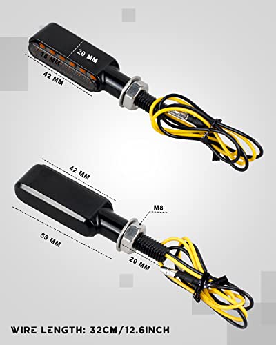 NTHREEAUTO Smoked Motorcycle Led Turn Signals Sequential Front Rear Mini Turn Signal Lights Universal Compatible with Harley Honda Yamaha BMW Triumph Suzuki Kawasaki Cruiser Touring - 2Pcs - color: amber