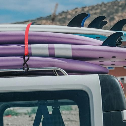 Retractable Ratchet Straps 4 Pack, 1 in x 12 FT Auto Ratchet Straps for Motorcycle, Kayak and Trucks, Breaking Strength 1,500LBS/500LBS Working Load Limit Red - color: Red