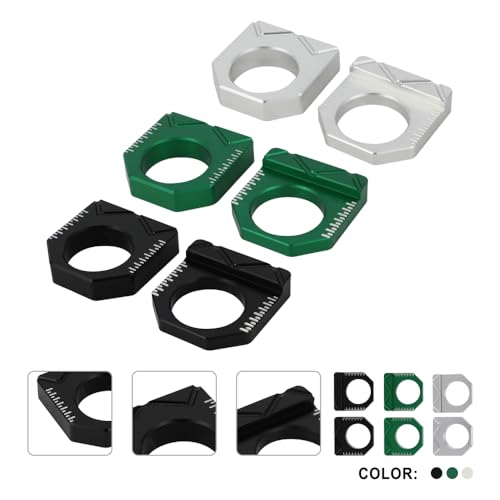 Dirt Bike Rear Axle Block CNC Motorcycle Chain Tensioner Adjuster for KX450F 16-18 KX250F 17-19 KX250 KX450 19-24 KX250X KX450X 22-24 Green - color: green