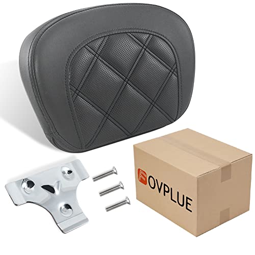 FOVPLUE Passenger Backrest Pad,Sissy Bar Pad for Harley Touring Electra Glide/Road Glide/Road King/Street Glide/Trike Freewheeler FLRT/FLHXXX, Double Black Stitching - color: Black