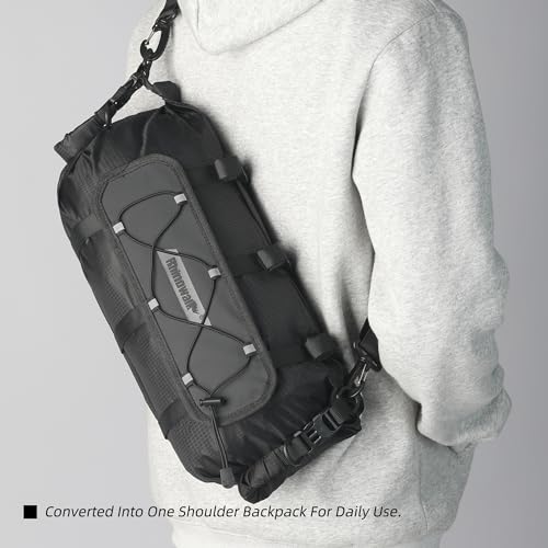Rhinowalk Bicycle Handlebar Bag, both sides open and folded closed, with waterproof inner pocket, suitable for road bike, mountain bike, etc. - color: Black
