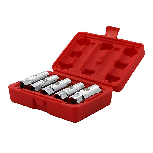 5PCS Magnetic Spark Plug Socket Set Includes 14mm 16mm Thin Wall Socket and 9/16-inch 5/8-inch and 13/16-inch Sockets 3/8-inch Drive Magnet Retains Spark Plugs - size: 5PCS Set