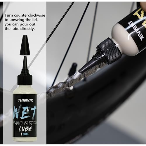 Thinvik Bike Lube and Cleaner Set with 500ml Chain Cleaner, 60ml Dry Lubricant and 4 Brush Tools for Cleaning Chains, Chainrings, Freewheel/Cassette(Wet Lube) - size: Wet Lube