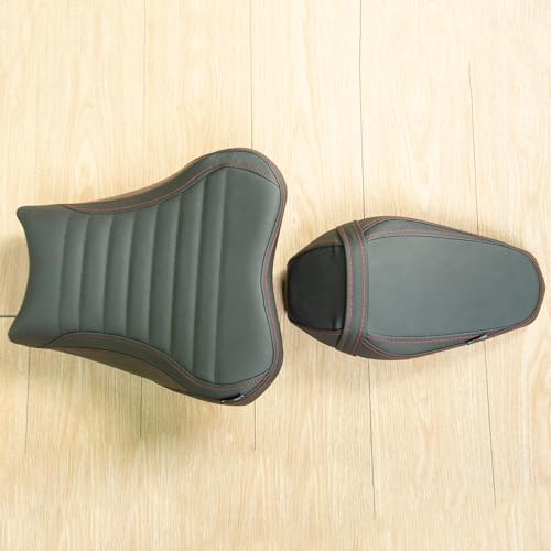 Motorcycle Driver Rider Rear Passenger Seat fit for Z900 Z 900 2017 2018 2019 2020 2021 2022 2023 2024 Pressure Relief Soft Pillion Saddle Cushion Pad, Black - color: Front & Rear - Black