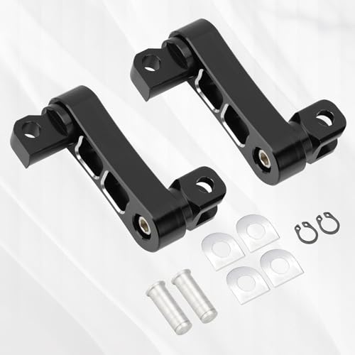 Highway Footpegs Adjustable Passenger Foot Pegs 2 1/4" Extension Brackets FootPeg Conpatible for Harley Dyna Sportster Softail Touring with Support Foot Pegs (Black White) - color: Black White