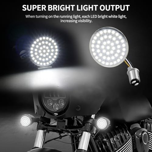 1157 Sequential LED Turn Signal Light with Smoked Turn Signals Lens, Motorcycle Blinkers Compatible with Harley Davidson Sportster Dyna Softail Road King Electra Glide Touring - SMD Bulbs