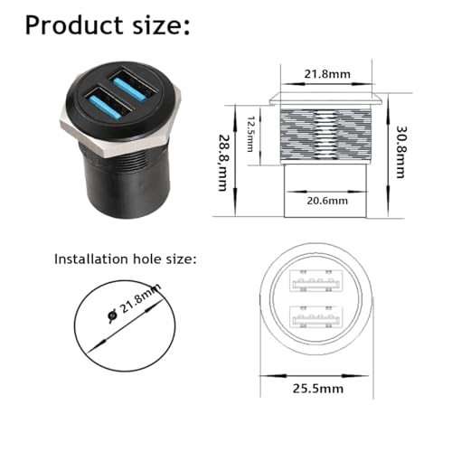 PENGLIN 2PCS Dual Ports USB 3.0 Panel Mount Connector, Dual USB 3.0 Data Transfer and Charging Socket Female to Female, USB Pass Through Extension Adapter - size: 2PCS(USB3.0)
