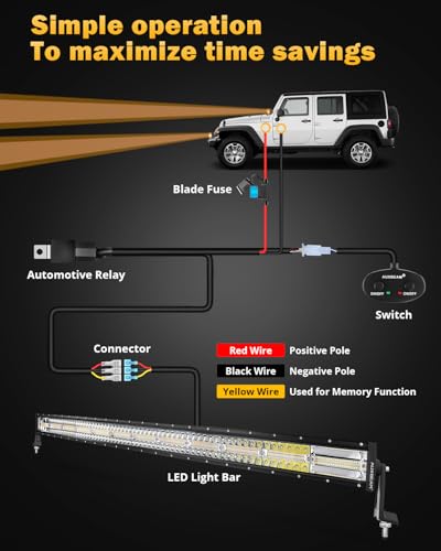 Auxbeam 6 Modes Amber White Series 50 Inch Curved LED Light Bar 288W Strobe Flash Warning Multi-Function Offroad Lighting Spot Flood Combo Driving Fog Lamp for Truck, Jeep, Boat, Car, 4x4 - color: 50" Curved