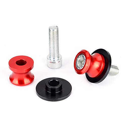 Goldfire 2pcs 10MM M10 X1.25 Motorcycle Swing arm Sliders Spools CNC Swing Arm Stand Screw for FZR 1000/600R/400 for Kawasaki Z750 /Z750S/ Z750R /ER-6F /ER-6N / Duke 125/200/390 (Red) - color: Red