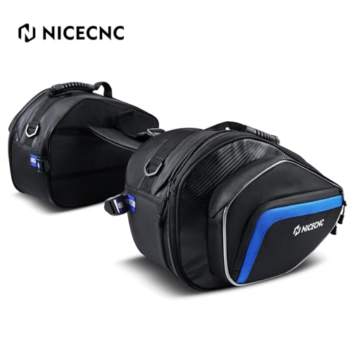 NICECNC Motorcycle Saddlebags, 50L Saddle Bags Motorcycles Throw Over Side Bags Compatible with Harley Honda Suzuki Yamaha Adventure Street Glide Dual Sport, Blue - color: Blue